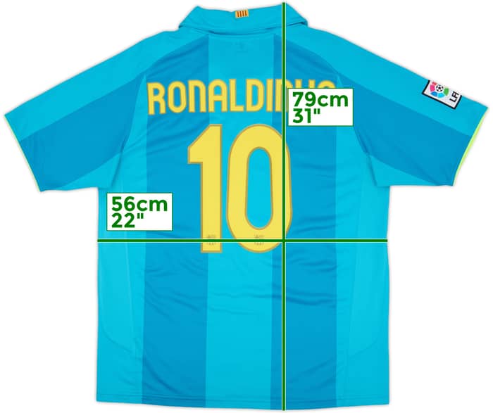 2007-09 Barcelona Camiseta de visitante Ronaldinho #10 - 6/10 - (L)