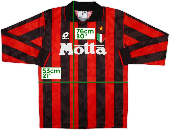 1993-94 AC Milan Home L/S Shirt - 7/10 - (M)