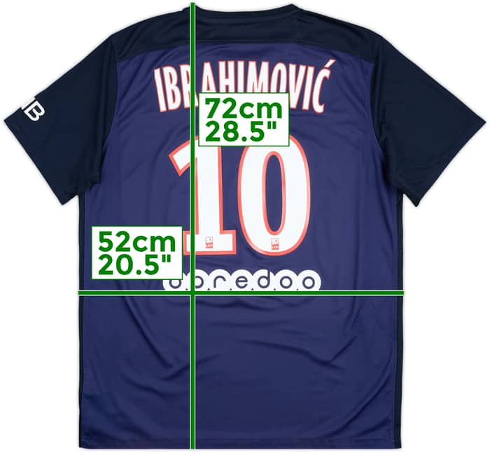 2015-16 Paris Saint-Germain Home Shirt Ibrahimovic #10 - 7/10 - (L)