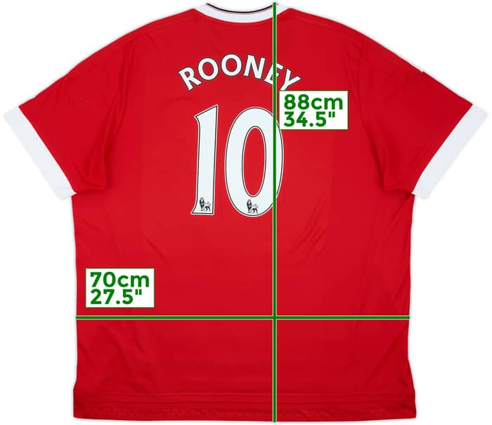 2015-16 Manchester United Home Shirt Rooney #10 - 8/10 - (3XL)