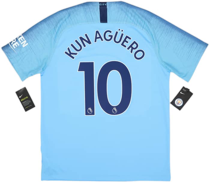 2018-19 Manchester City Camiseta Local Kun Aguero #10 (L)