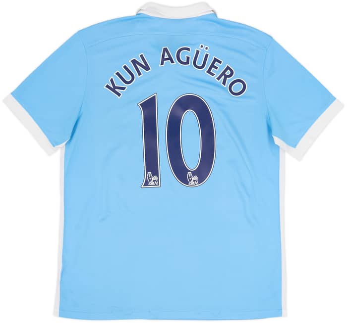 2015-16 Manchester City Camiseta Local Kun Aguero #10 - 7/10 - (L)