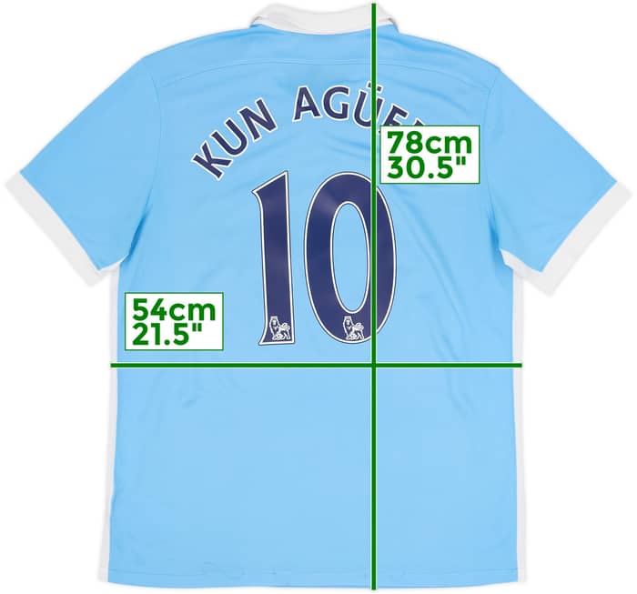 2015-16 Manchester City Camiseta Local Kun Aguero #10 - 7/10 - (L)