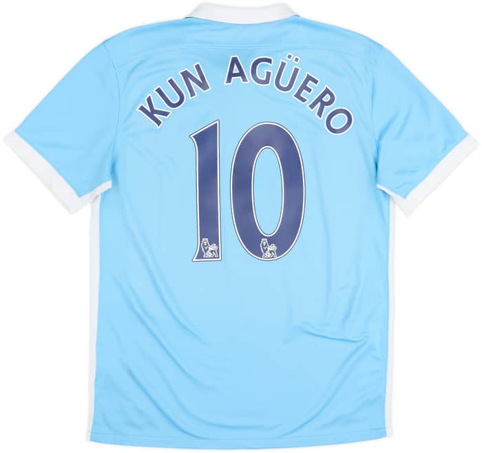 2015-16 Manchester City Home Shirt Kun Aguero #10 - 8/10 - (M)