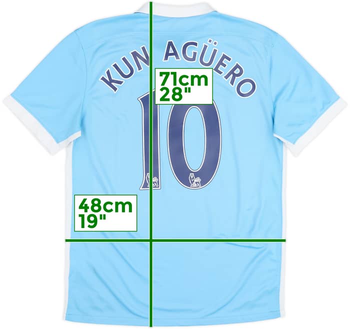 2015-16 Manchester City Home Shirt Kun Aguero #10 - 8/10 - (M)