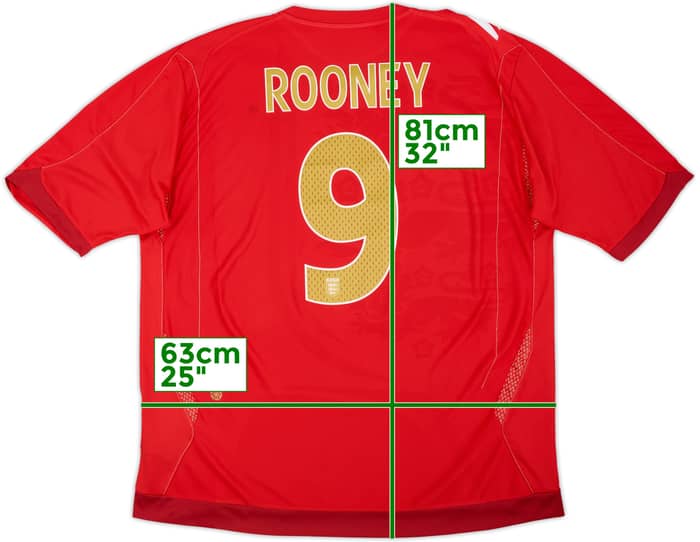 2006-08 England Away Shirt Rooney #9 - 5/10 - (XXL)