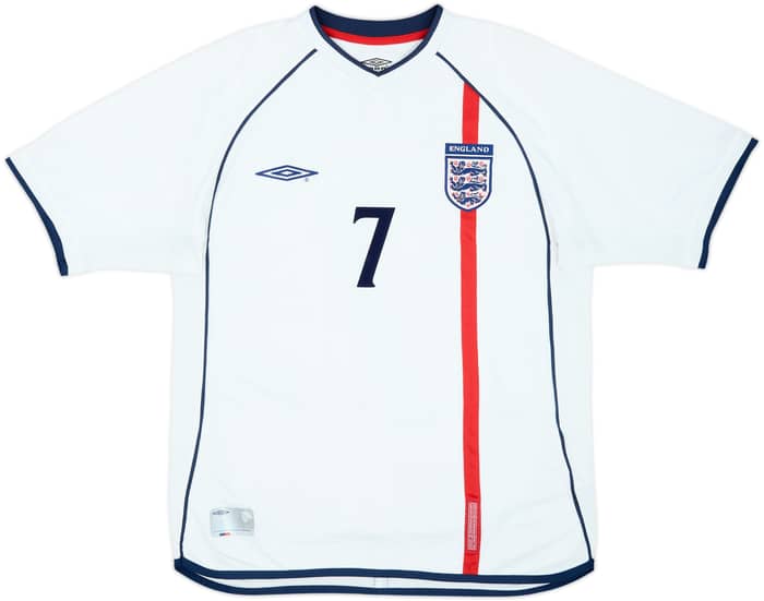 2001-03 England Home Shirt Beckham #7 - 6/10 - (M)