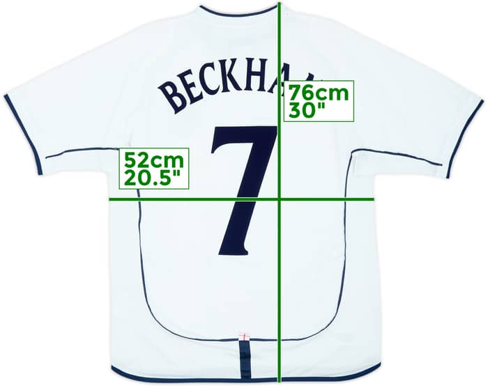 2001-03 England Home Shirt Beckham #7 - 6/10 - (M)