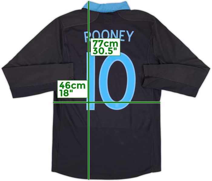 2011-12 England Away L/S Shirt Rooney #10 - 6/10 - (M)