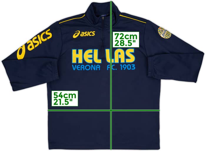 2007-08 Hellas Verona Asics Top de entrenamiento con cremallera 1/Z - 7/10 - (L)