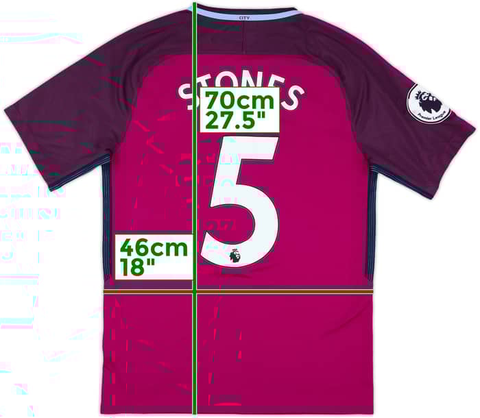 2017-18 Manchester City Away Shirt Stones #5 - 8/10 - (S)