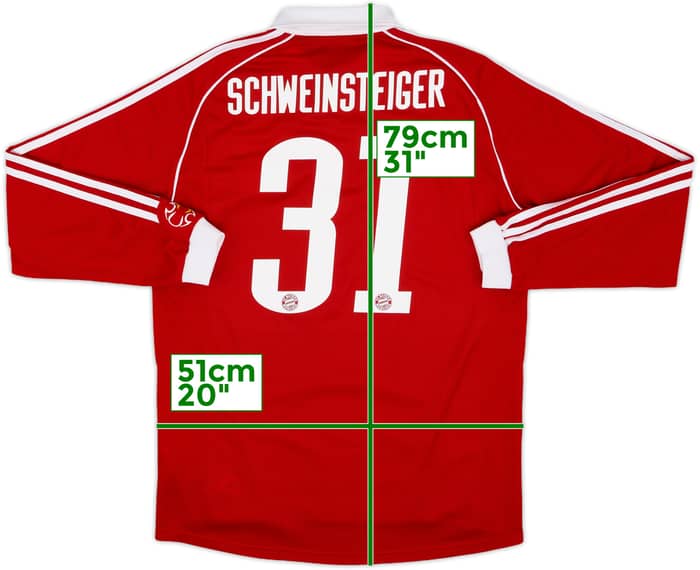 2006-07 Bayern Munich Player Issue Home L/S Shirt Schweinsteiger #31 - 8/10 - (M)