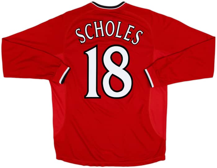 2000-02 Manchester United Home L/S Shirt Scholes #18 - 7/10 - (M)
