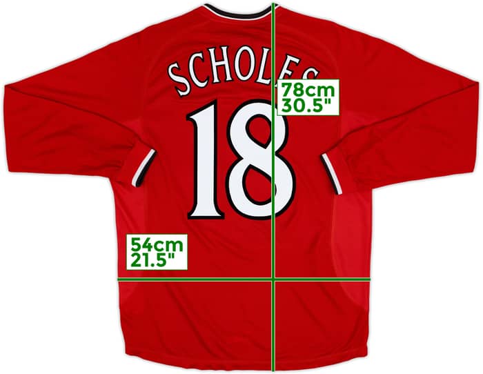 2000-02 Manchester United Home L/S Shirt Scholes #18 - 7/10 - (M)