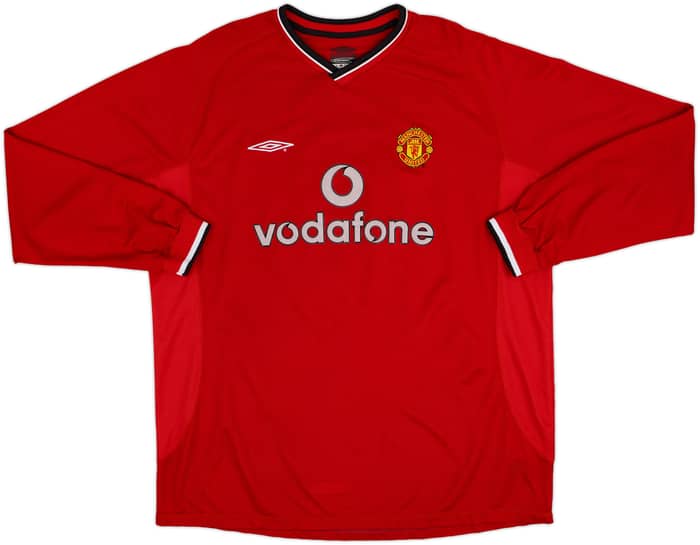 2000-02 Manchester United Home L/S Shirt Scholes #18 - 9/10 - (XXL)