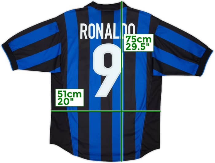 1998-99 Inter Milan Home Shirt Ronaldo #9 - 8/10 - (S)