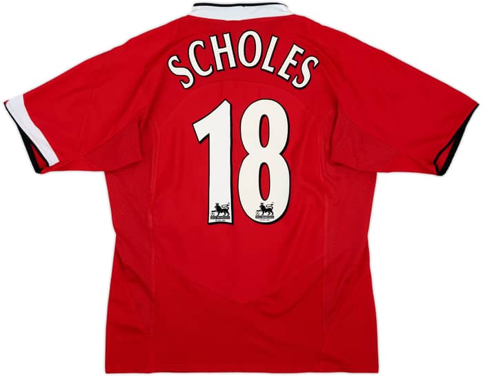 2004-06 Manchester United Home Shirt Scholes #18 - 9/10 - (L)