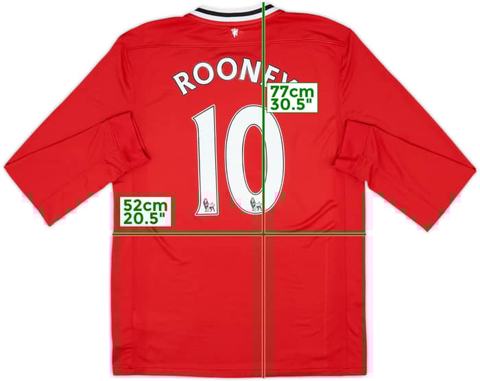 2011-12 Manchester United Home L/S Shirt Rooney #10 - 7/10 - (L)