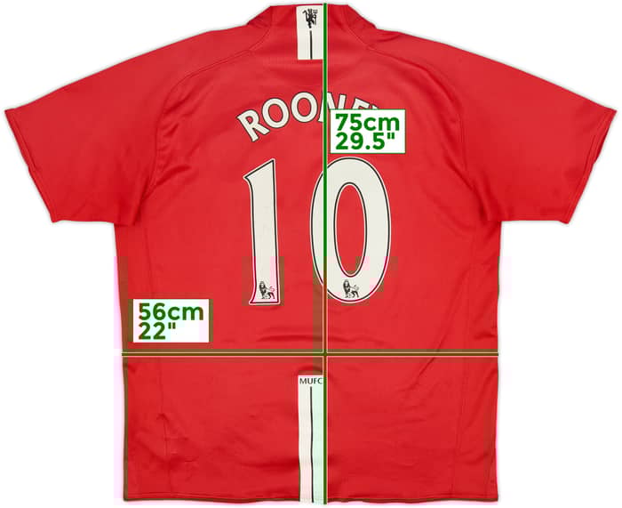 2007-09 Manchester United Home Shirt Rooney #10 - 5/10 - (XL)