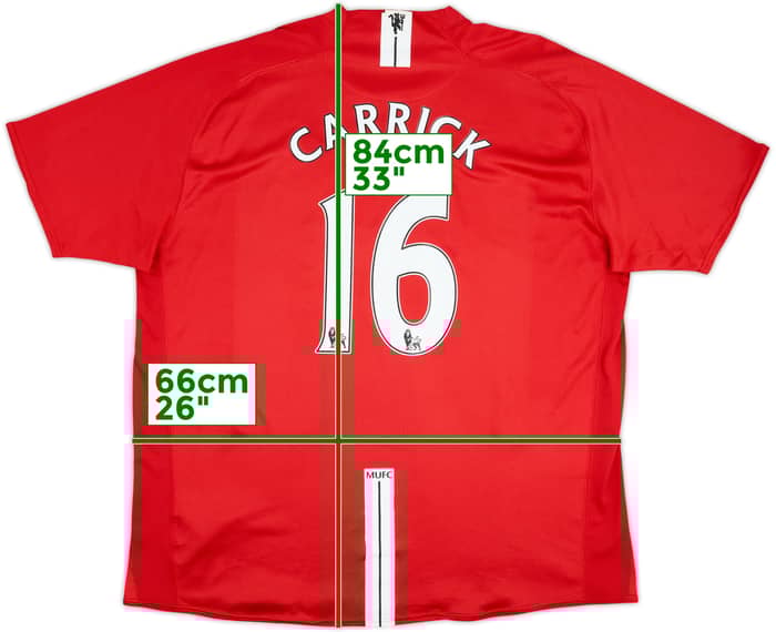 2007-09 Manchester United Home Shirt Carrick #16 - 6/10 - (3XL)