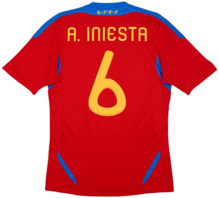2010-11 Spain Home Shirt A.Iniesta #6 - 7/10 - (S)
