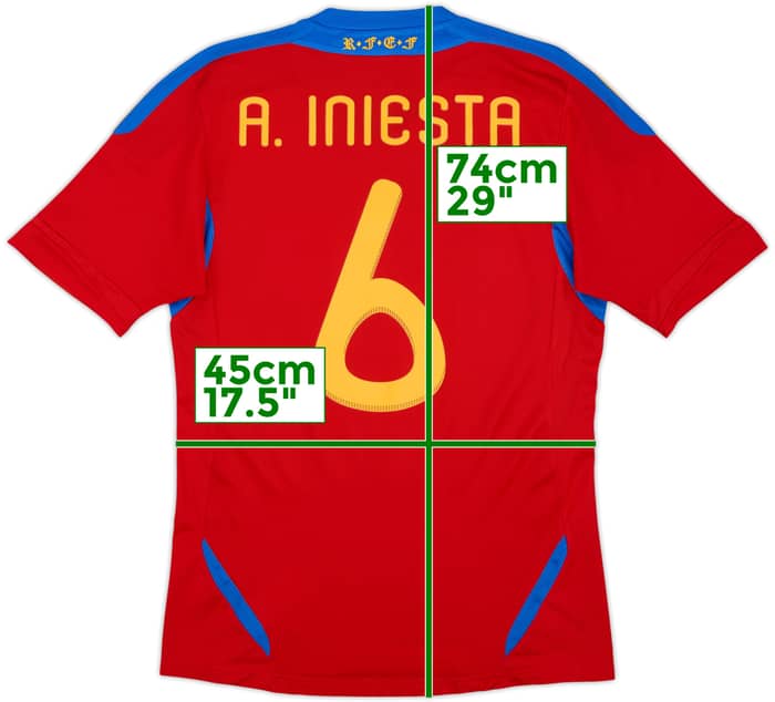 2010-11 Spain Home Shirt A.Iniesta #6 - 7/10 - (S)