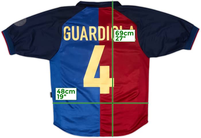 1999-00 Barcelona Centenary Home Shirt Guardiola #4 - 7/10 - (S)