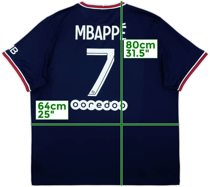 2021-22 Paris Saint-Germain Home Shirt Mbappe #7 - 9/10 - (XXL)