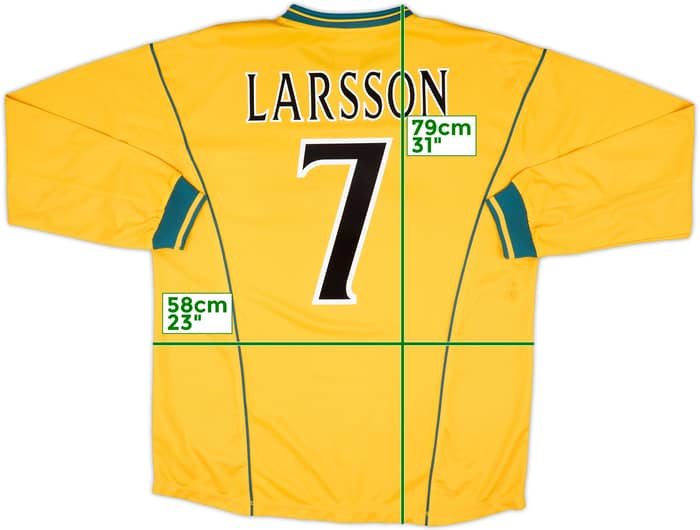 2000-02 Celtic Away L/S Shirt Larsson #7 - 8/10 - (XL)