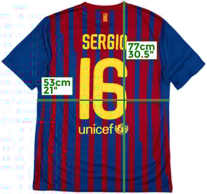 2011-12 Barcelona Home Shirt Sergio #16 - 6/10 - (L)