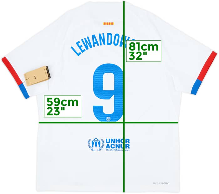 2023-24 Barcelona Authentic Away Shirt Lewandowski #9 (XL)