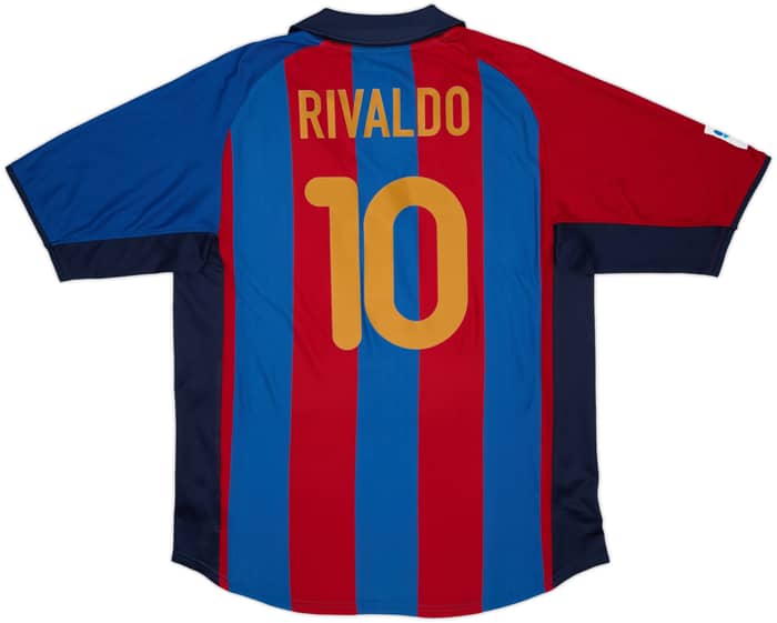 2001-02 Barcelona Home Shirt Rivaldo #10 - 8/10 - (L)