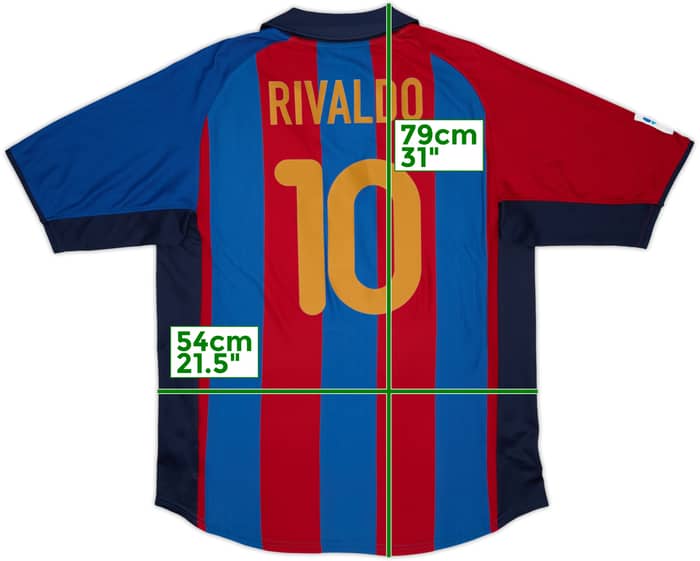 2001-02 Barcelona Home Shirt Rivaldo #10 - 8/10 - (L)