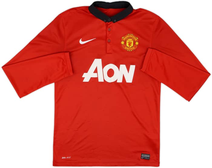 2013-14 Manchester United Home L/S Shirt Jones #4 - 6/10 - (S)