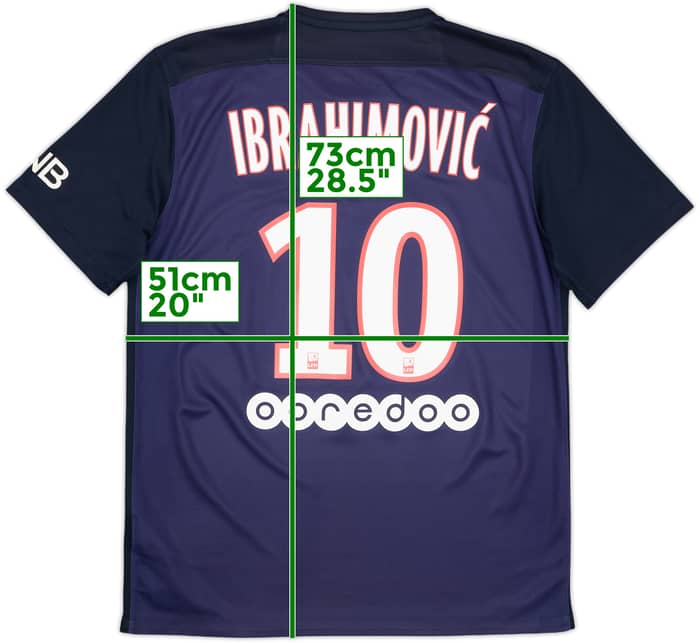 2015-16 Paris Saint-Germain Home Shirt Ibrahimovic #10 - 5/10 - (M)