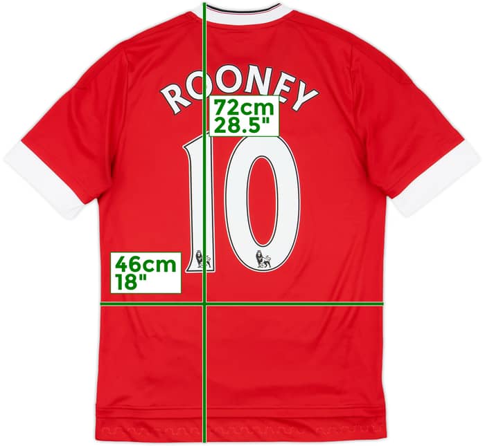 2015-16 Manchester United Home Shirt Rooney #10 - 8/10 - (XL.Boys)