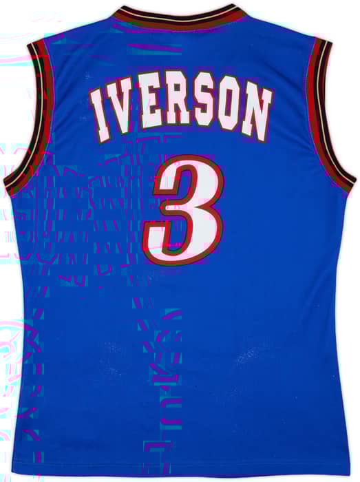 1999-00 Philadelphia 76ers Iverson #3 Champion Alternate Jersey - 7/10 - (M)