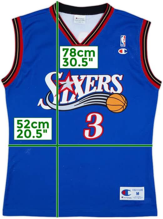 1999-00 Philadelphia 76ers Iverson #3 Champion Alternate Jersey - 7/10 - (M)