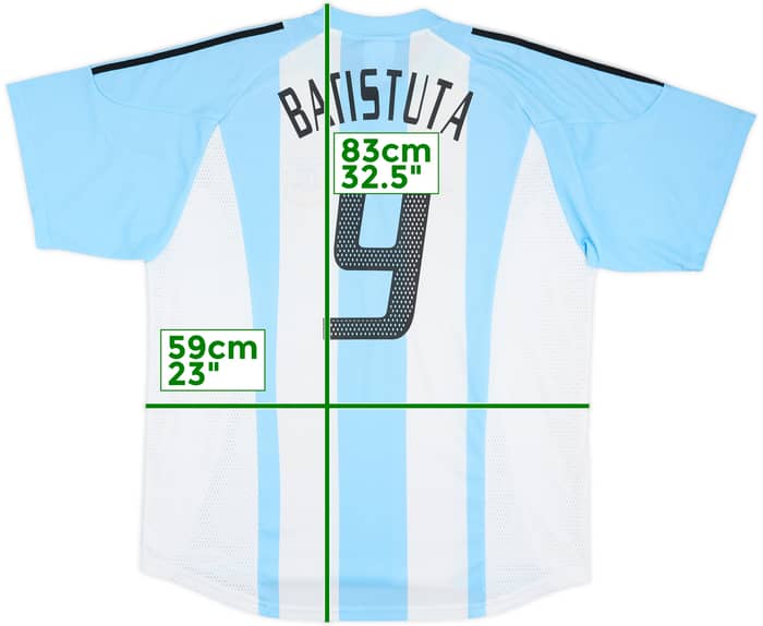 2002-04 Argentina Home Shirt Batistuta #9 - 8/10 - (XL)