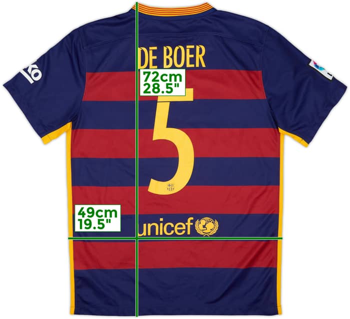 2015-16 Barcelona Home Shirt De Boer #5 - 9/10 - (M)