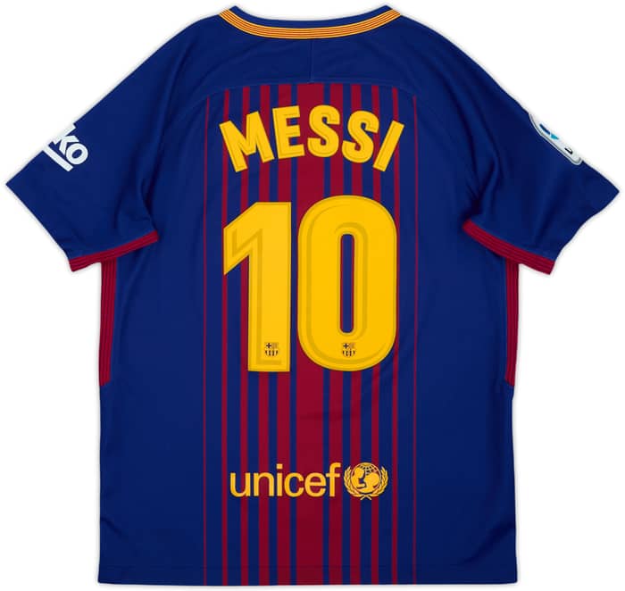 2017-18 Barcelona Home Shirt Messi #10 - 10/10 - (M.Boys)