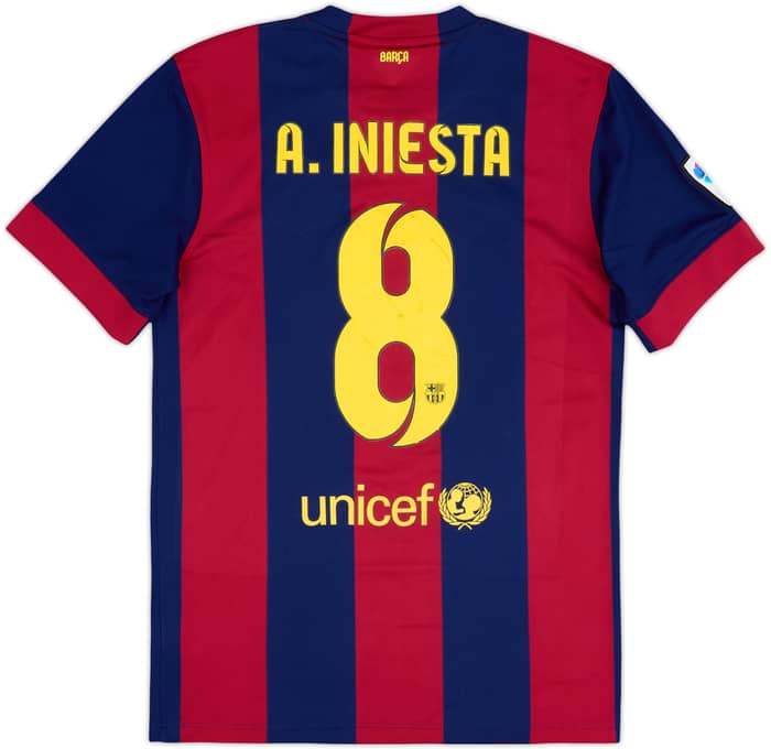 2014-15 Barcelona Home Shirt A.Iniesta #8 - 6/10 - (M)