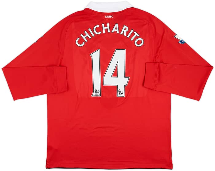 2010-11 Manchester United Home L/S Shirt Chicharito #14 - 6/10 - (XL)