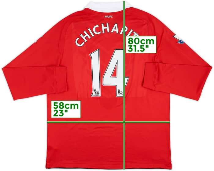 2010-11 Manchester United Home L/S Shirt Chicharito #14 - 6/10 - (XL)