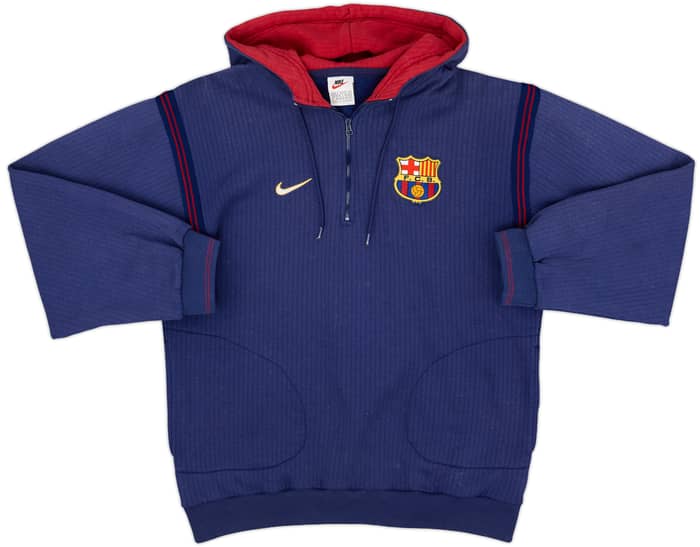 1998-99 Barcelona Nike 1/4 Zip Hooded Sweat Top - 8/10 - (S)