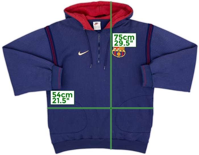 1998-99 Barcelona Nike 1/4 Zip Hooded Sweat Top - 8/10 - (S)
