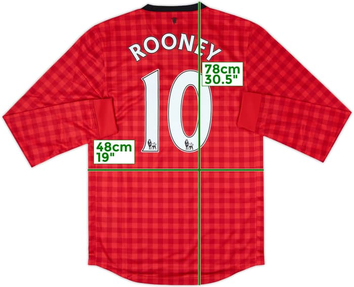 2012-13 Manchester United Home L/S Shirt Rooney #10 (S)
