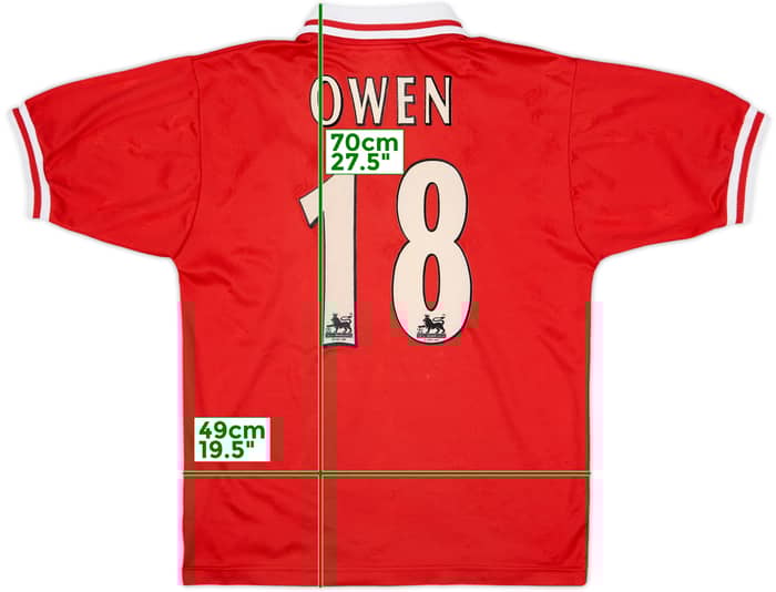 1996-98 Liverpool Home Shirt Owen #18 - 8/10 - (S)