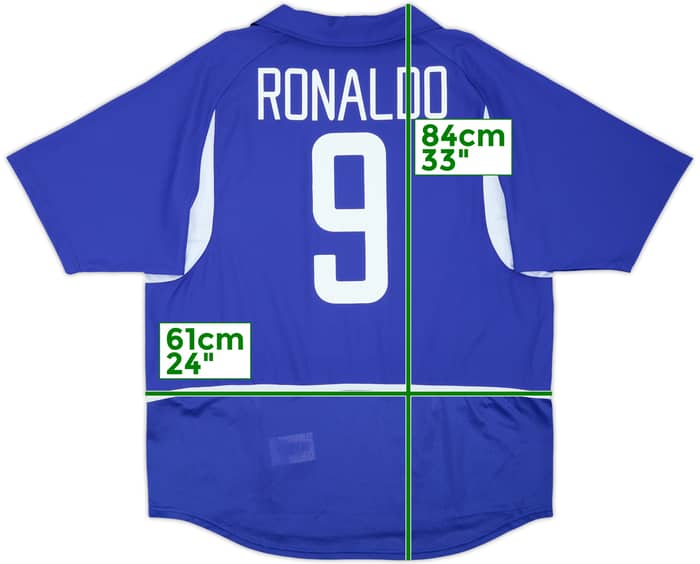 2002-04 Brasil Camiseta Visitante Ronaldo #9 - 9/10 - (XL)