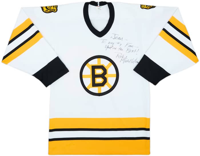 1981-88 Boston Bruins Middleton #16 'Signed' CCM Home Jersey - 6/10 - (S)